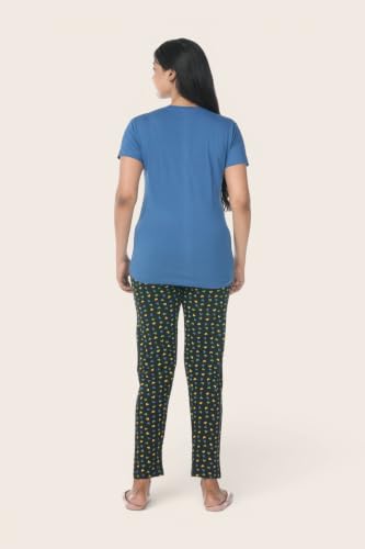 Image of Fly Birds Women Pure Cotton Tshirt and Pyjama AOP Set