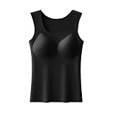 Women's Thermal Sleeveless Undershirt Tank Tops with Chest Pad Camisole Soft Warm Underwear Vest Slim Base Layer Top