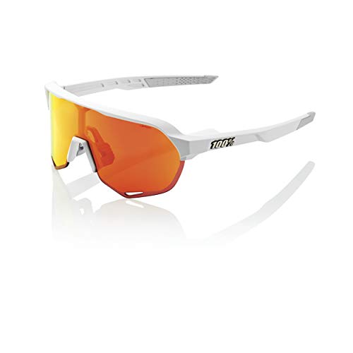 100% S2 Sunglasses-Soft Tact White-Hiper Red Mirror