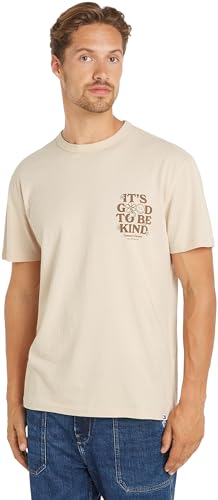 Tommy Jeans Camiseta de manga corta Hombre Cuello redondo, Elfenbein (Marfil), M
