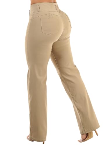 Moda Xpress Women's Juniors Butt Lifting Hyper Stretch Wide Leg Pants – Straight Fit, Comfortable, Stylish, Everyday Wear