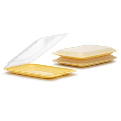 Tatay Porta Embutidos Fresh | Set de 3 Estándar | Tupper Embutido Nevera | Tapa Extraíble, Apilable | Apto Congelador, Microondas y Lavavajillas | Libre de BPA, 17 x 3,2 x 25,2 cm, Color Amarillo