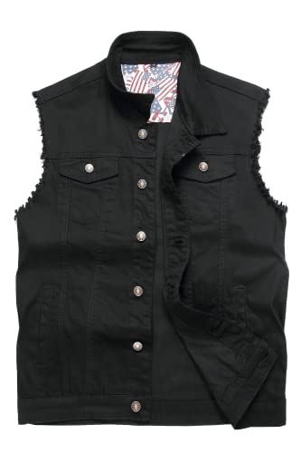 Ginsiom Men's Denim Vest,Sleeveless Jacket Slim Fit Vintage