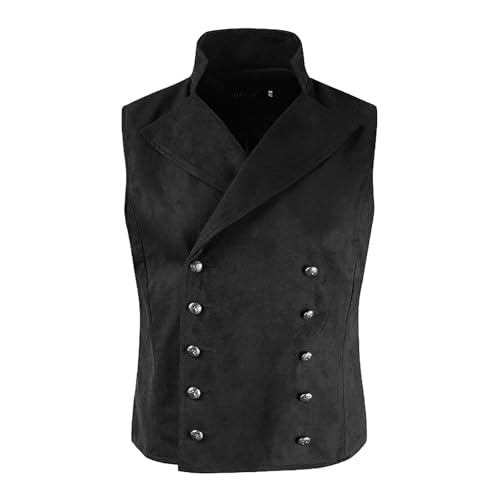 Child Boys Girls Medieval Waistcoat Sleeveless Collar Double Breasted Vest Top Solid Color Buttons Kids Outfits