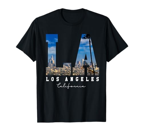 Los-Angeles California LA Skyline Pride-Black White T-Shirt