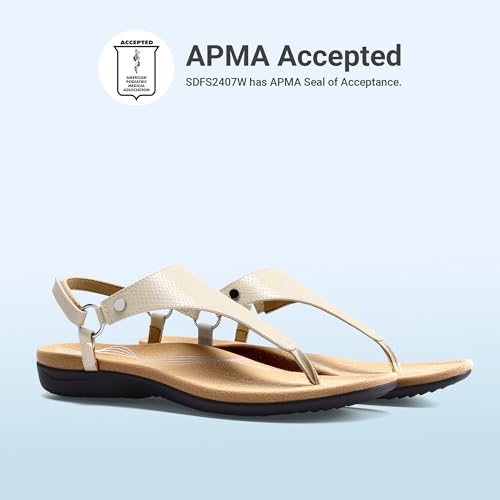 Image of DREAM PAIRS Women's Flat Sandals Arch Support Orthopedic Comfortable Soft Cushion Summer T-Strap Walking Thong Sandals