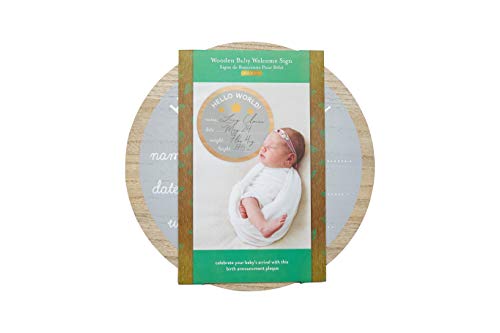 Image of Kate & Milo Hello World Fill-in Wooden Photo Prop with Included Marker, Welcome Baby, New Baby Gift, Gender-Neutral Baby Decor (Pack of 2)