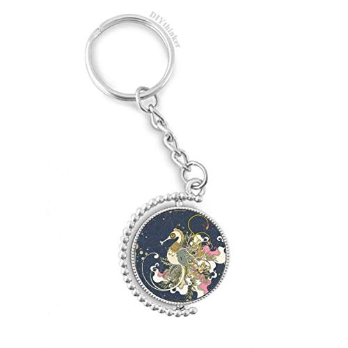 Pilgrim anillo llavero rotativo con grabado ukiyoe flor de Japón premium por DIYthinker