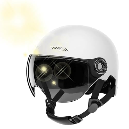 Cascos De Scooter, Casco de Moto para Hombres y Mujeres, Casco De Bicicleta De Montaña, Casco de Patinete eléctrico, Cascos para Adultos, Equipo protección para Escalada y Patinaje, Blanco