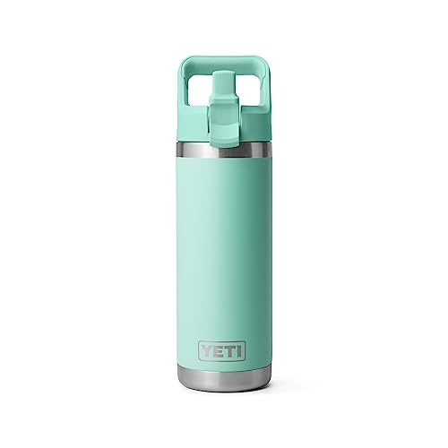 YETI Rambler 18 oz Bottle, Vacuum Insulated, Stainless Steel with Straw Cap, Seafoam