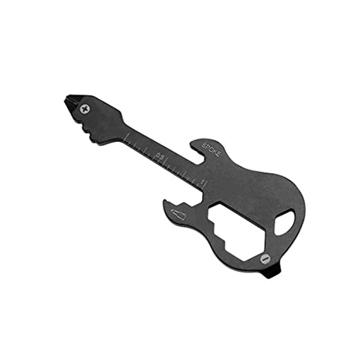 Calager Tarjeta de herramientas EDC con forma de guitarra, diseño de una sola pieza, resistente a la corrosión, abrebotellas EDC compatible con exteriores negro Cover