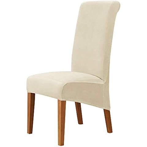MUMOHO Large Size Chair Covers for Dining Velvet Large Dining Chair Slipcovers for Restaurant Hotel Party Banquet Beige Cover