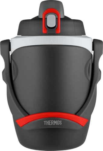 Image of THERMOS 64 oz Hydration Bottle with Flip‑Up Spout, Foam Insulation, Carry Handle & Locking Lid, Half‑Gallon Water Jug for Sports, Workouts & Outdoor Use, Black