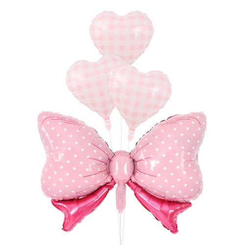 Image of 36 Inches Bow Foil Balloon Huge Bowtie Pink Balloon for Baby Shower, Wedding, Kids Theme Party Decoration (Pink 8)