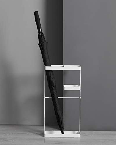 Porte-parapluies multi-usages blanc avec bac d'égouttage