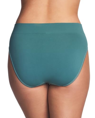 Image of Wacoal Women's Feeling Flexible Seamless Full Coverage Hi-Cut Brief Panty, 871332, Silver Pine, Large