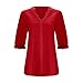Spring/Summer : Elegant Cut Out 3/4 Sleeve Blouse for Women | Fashionable Resort Blank Shirts for Women (Red, L)