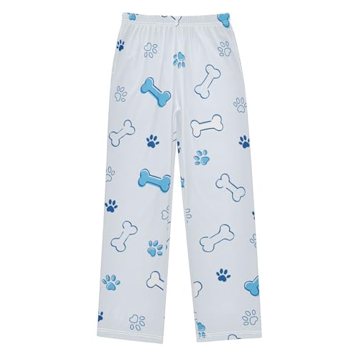 Boys' Pants Blue Dog Paw and Bone Long Bottoms Jogger Pants Elastic Waist Trousers with Pockets S-XL