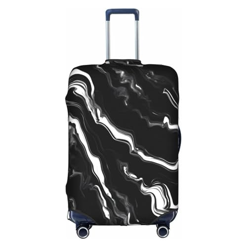Housse de protection en polyester lavable motif marbre noir et blanc taille L