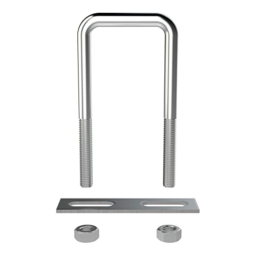 Image of 4 Sets 304 Stainless Steel Square U-Bolts 2 inch(50mm) Inner Width, 4.72 inch(120mm) Length Stainless M10 with Nuts, Frame Plate, Accessories for Automobiles Trailer, Boat Trailer Industrial Parts