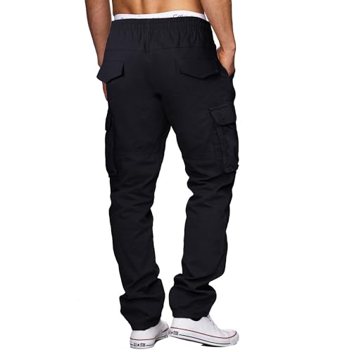 THWEI Cargo Pants for Men Casual Cotton Drawstring Lightweight Relaxed Fit Work Pants Multi Pockets2