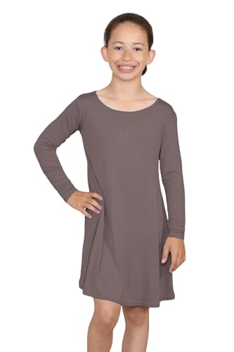 Vestido de verano para niñas con falda con vuelo acampanado y manga larga suave