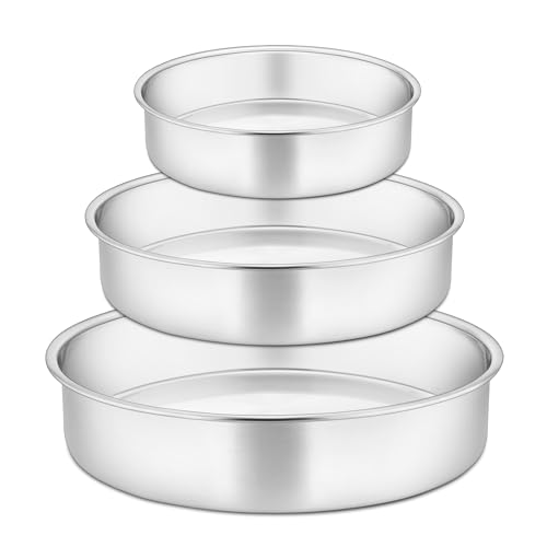 Joyfair Backform, Edelstahl Rund Kuchenform Tortenform 3er Set, 11/17/21 cm, Kuchenbackform Backformen für Geburtstag/Hochzeit/Weihnachten, Einteilig & Auslaufsicher, Ungiftig & Gesund