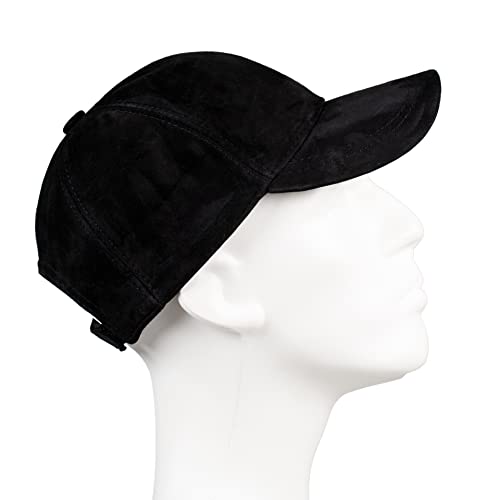 Hatsquare Suede Leather Baseball Cap Adjustable Dad Plain Hat Stylish Classic For Women Men Unisex (Black) #TOP6
