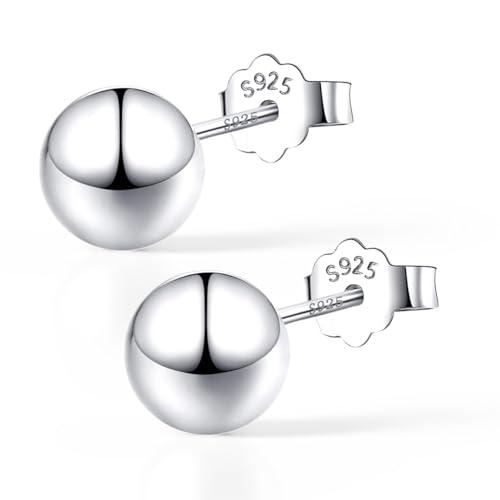 925 Sterling Silver Ball Stud Earrings Available in 3mm-10mm,Classic Round Ball Studs Hypoallergenic Jewelry (3mm)