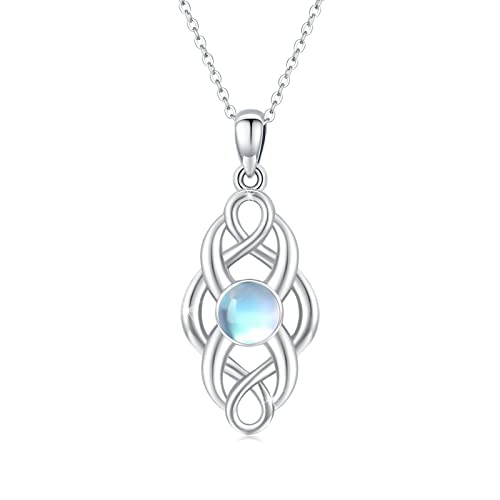 Keltische Mondstein Kette 925 Sterling Silber Mondstein Halskette keltisch Keltische Knoten Anhänger Halskette Schmuck Geschenke für Frauen Damen Mädchen Cover