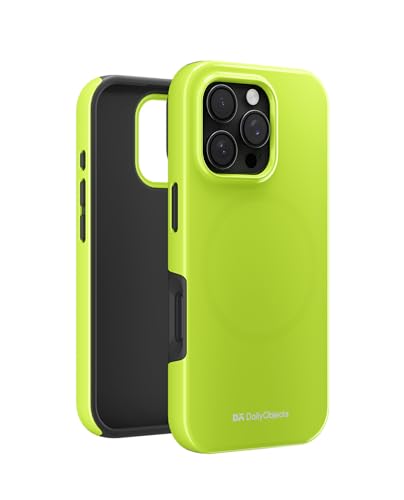 Image of DailyObjects Polycarbonate Enamel Bumper Magsafe Case For iPhone 16 Pro Compatible With Mag-Safe Wireless Charging | Lime Hybrid Magnetic Back Cover
