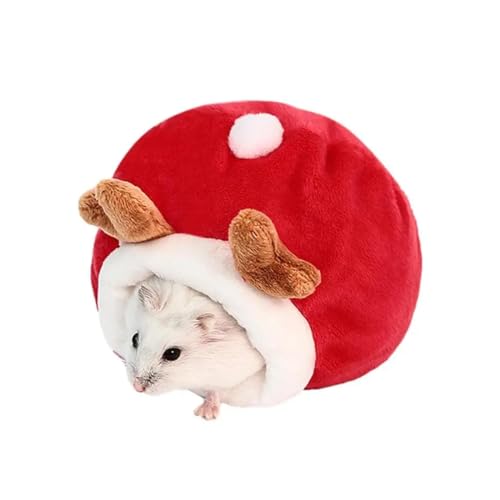 Cama De Hámster, 1 Pieza Mini Hamster Hamaca, Bonito nido antideslizante para hámsteres, mini casa para hámsters suave y cálida, para hámsters enanos, mini rizos y pequeñas mascotas, rojo