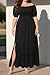 Women Black Maxi Dress Plus Size Summer Off Shoulder Casual Beach Split Long Flowy Smocked Tiered Sundress with Pocket