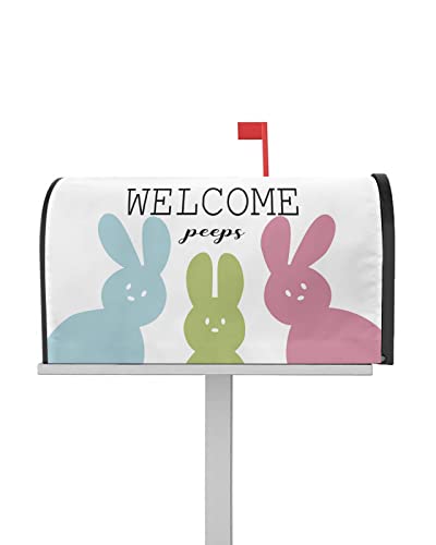 Magnetic Mailbox Cover, Easter Welcome Peeps Colorful Bunnys Mailbox Wraps Post Box Cover Garden Yard Outdoor Decor Standard Size 18X21 Inch #TOP20