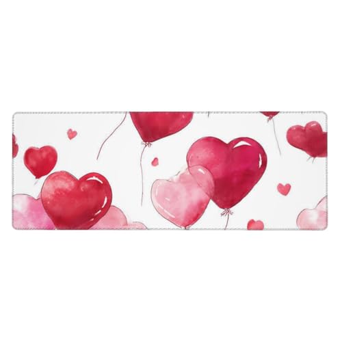 Tapis de souris cœur rose rouge 80 x 30 cm une idée cadeau romantique originale