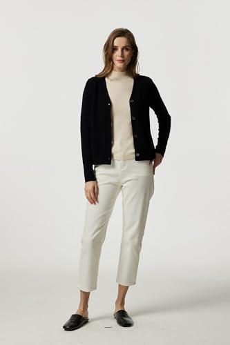 Image of EURKEA Women's V Neck 100% Cashmere Cardigan Sweater, Pullover Winter Top for Women, Gifts Ready
