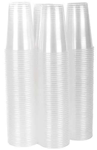 TashiBox 9 oz clear plastic cups - Disposable cold drink party cups (100)