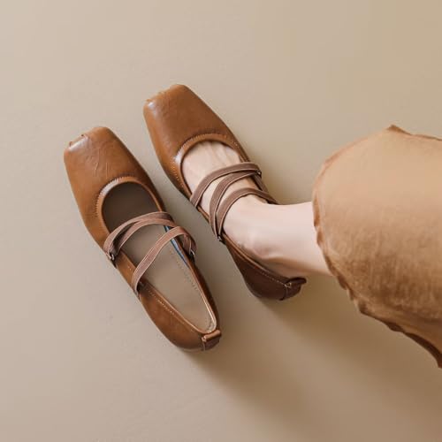 ChaiRong Zhou Women Comfortable Pu Leather Mary Jane Shoes Square Toe Elastic Strap Block Chunky Pumps for Party Dress Office4