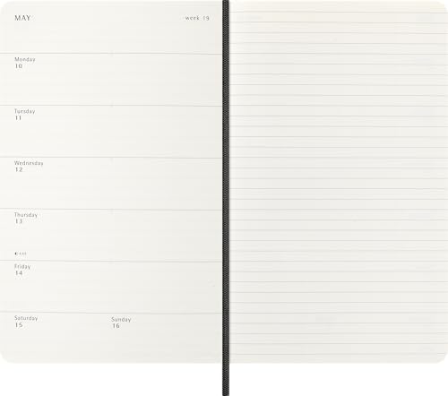 Moleskine Wochenkalender 2026–2027 – 18-Monats-Kalender mit Notizbereich, Softcover und Gummibandverschluss, Farbe Schwarz, Large-Format 13 x 21 cm