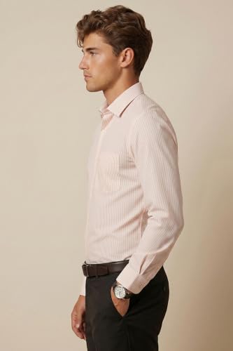 Image of Peter England Men's Slim Fit Full Sleeve Pin-Striped Formal Shirt | Cotton-Rich | Wonder Fabric | Pin Point Oxford
