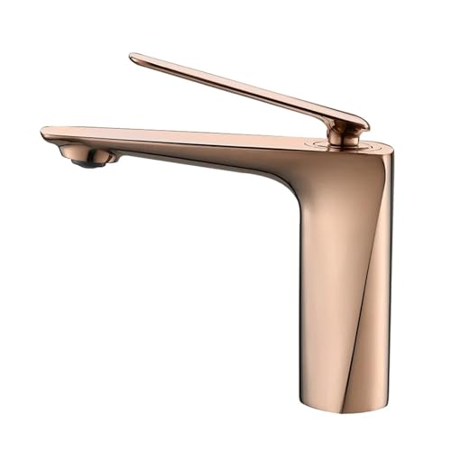 Grifo termostático de lavabo oro rosa con cascada para baño moderno 2