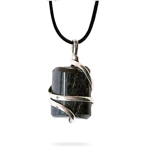 Raw Black Tourmaline Crystal Healing Pendant Necklace –Protection Negative Energy Cleanser Natural Stress Aid Soothe Mind Emotions - Authentic Wrapped Tumble Stone Chakra Healing Charm Cover