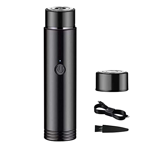 Mini Afeitadora Eléctrica para Hombre, Afeitadora Eléctrica Rotativa Uso en Húmedo y Seco, Maquinilla de Afeitar Portátil, Recargable USB para Viajes o Uso Doméstico