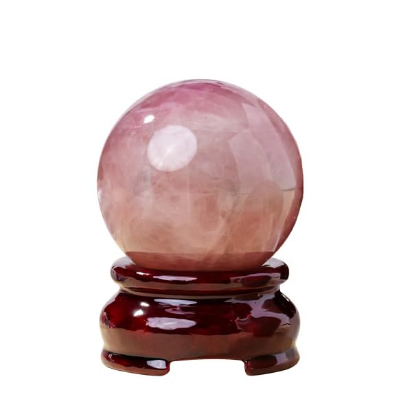 Boule en quartz rose véritable de 45-50 mm avec support pour déco