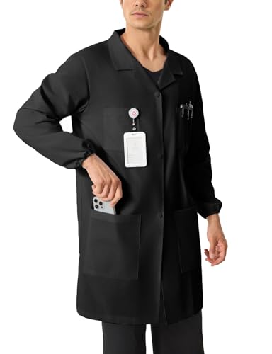 Wellhin Men's Black Lab Coats Snap Closure 4...