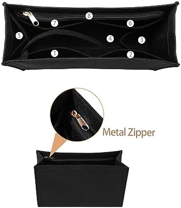 Purse Insert Organizer for Dior Book Tote - Medium Bag Insert with Premium Felt and Multiple Pockets (Large, Black)