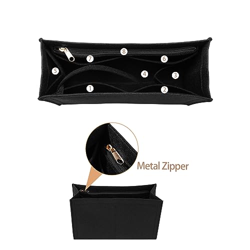 Purse Insert Organizer for Dior Book Tote - Medium Bag Insert with Premium Felt and Multiple Pockets (Large, Black)