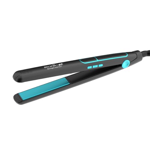 Ikonic 2 in 1 Staright n Curl Wide Hair Straightener (Slim – Black & Teal)