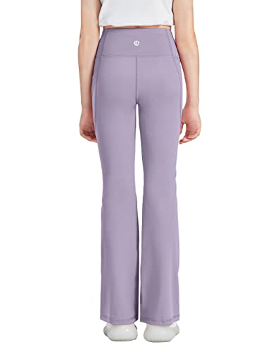 Desol 3 Pack Girls Flare Leggings with Pockets, High Waist Bootcut Yoga Pants, Dance Athletic Bell Bottoms for Teen &Kids3