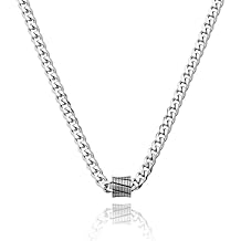 Galis Classic Chains For Men - Cuban Link Chain with Small Bead Pendant, Diamond-Cut Stainless Steel, Waterproof Silver Plated Mens Necklace, Gold Plated Necklace, Mens Gifts Ideas, 19.5"